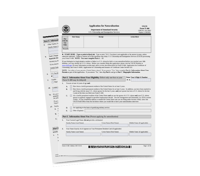 N 400 Application Form For Naturalization And Uscitizenship 0816